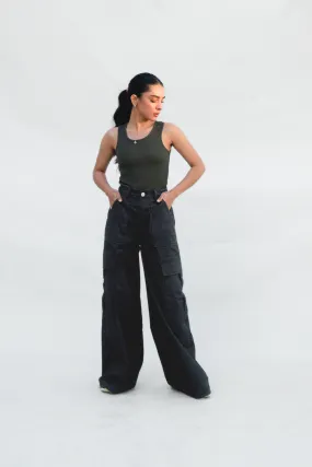 Cargo Super Wide Leg Black