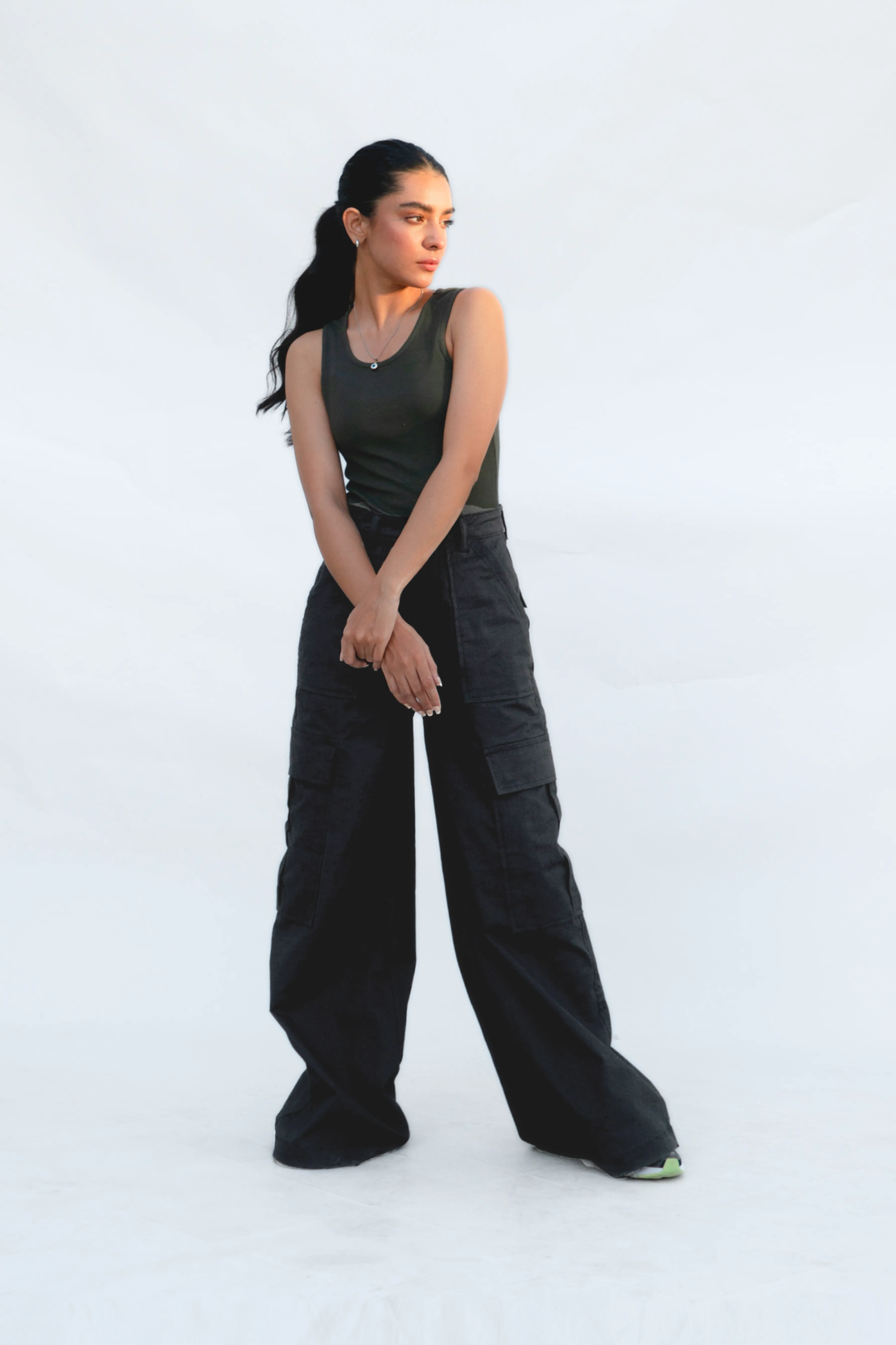 Cargo Super Wide Leg Black