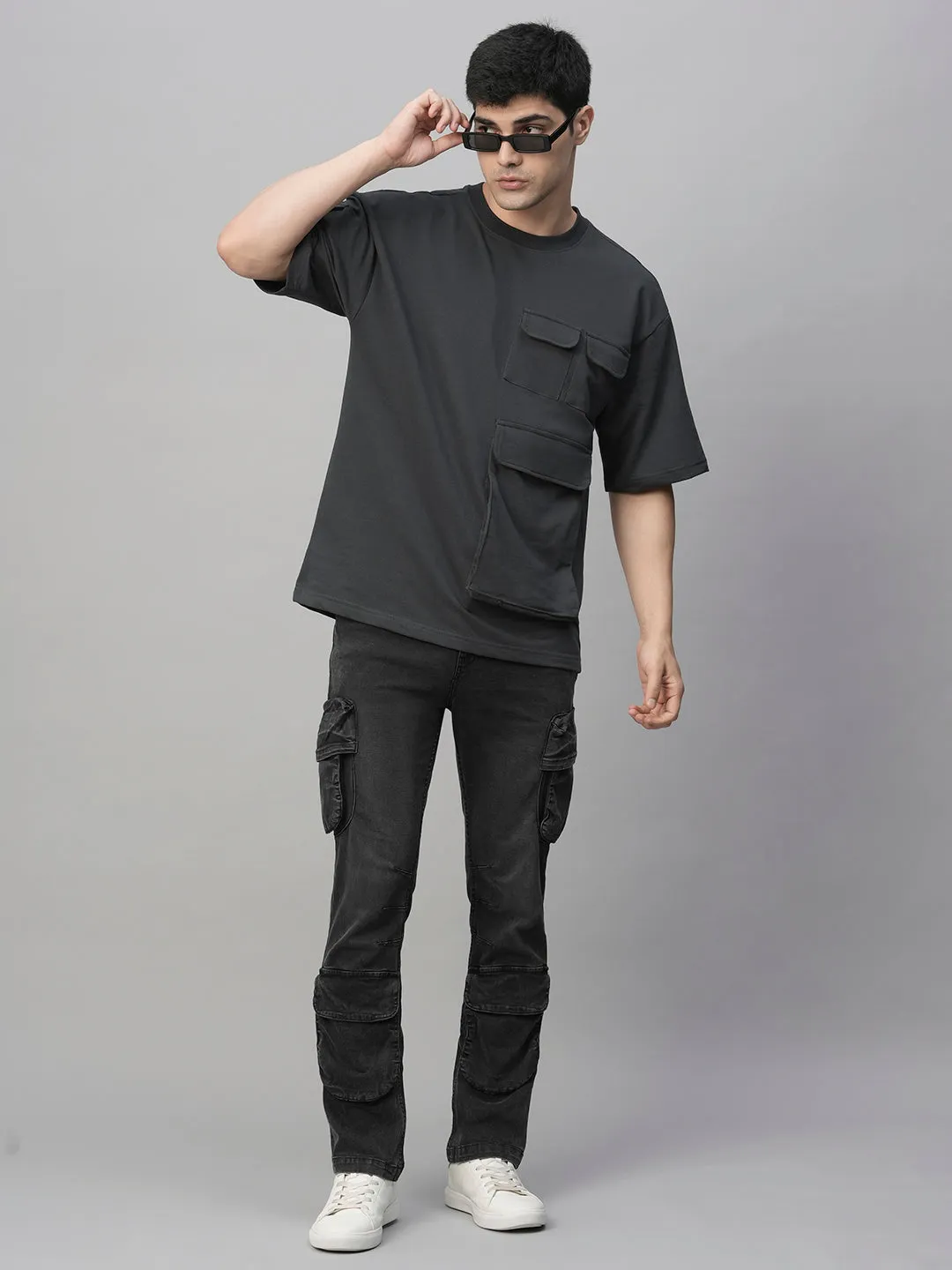 Cargo T-Shirt For Men - Dark Grey