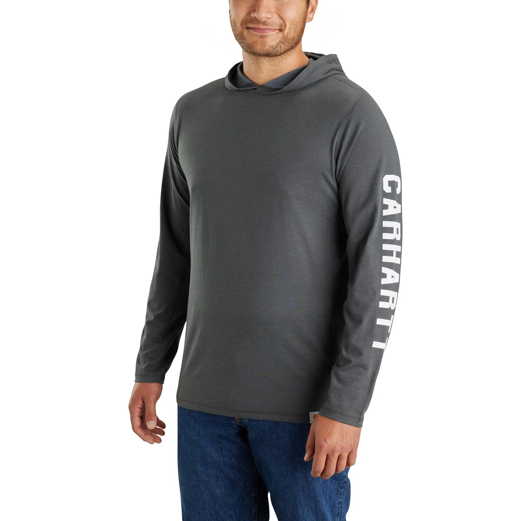 Carhartt 106654 mens Force Relaxed Fit Midweight Long-Sleeve Logo Graphic Hooded T-Shirt 105481