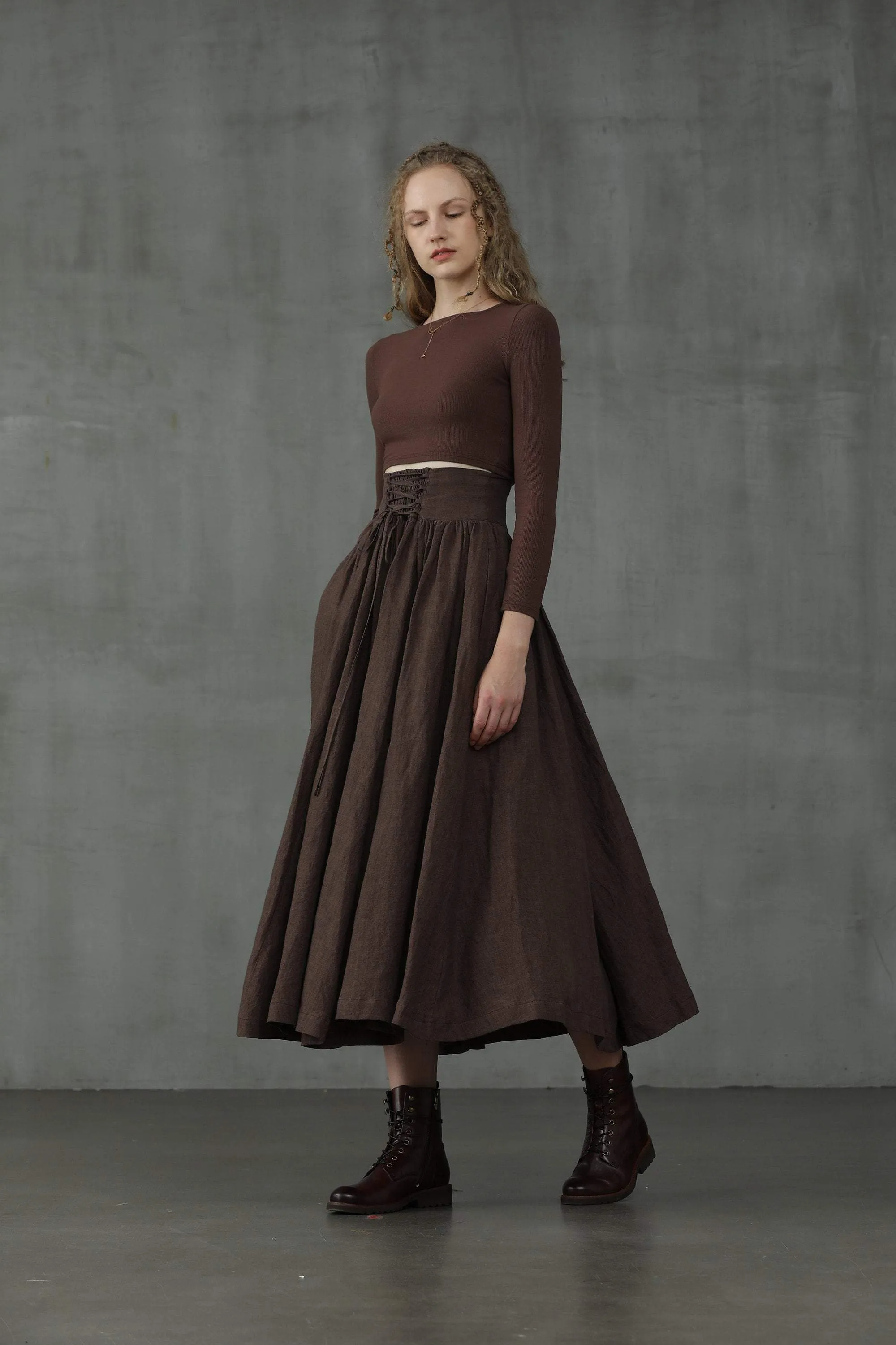 Christmas Tea Dance 5 | Lace-up Maxi Linen Skirt