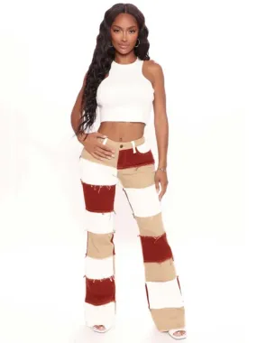 Color Block High Waist Jeans