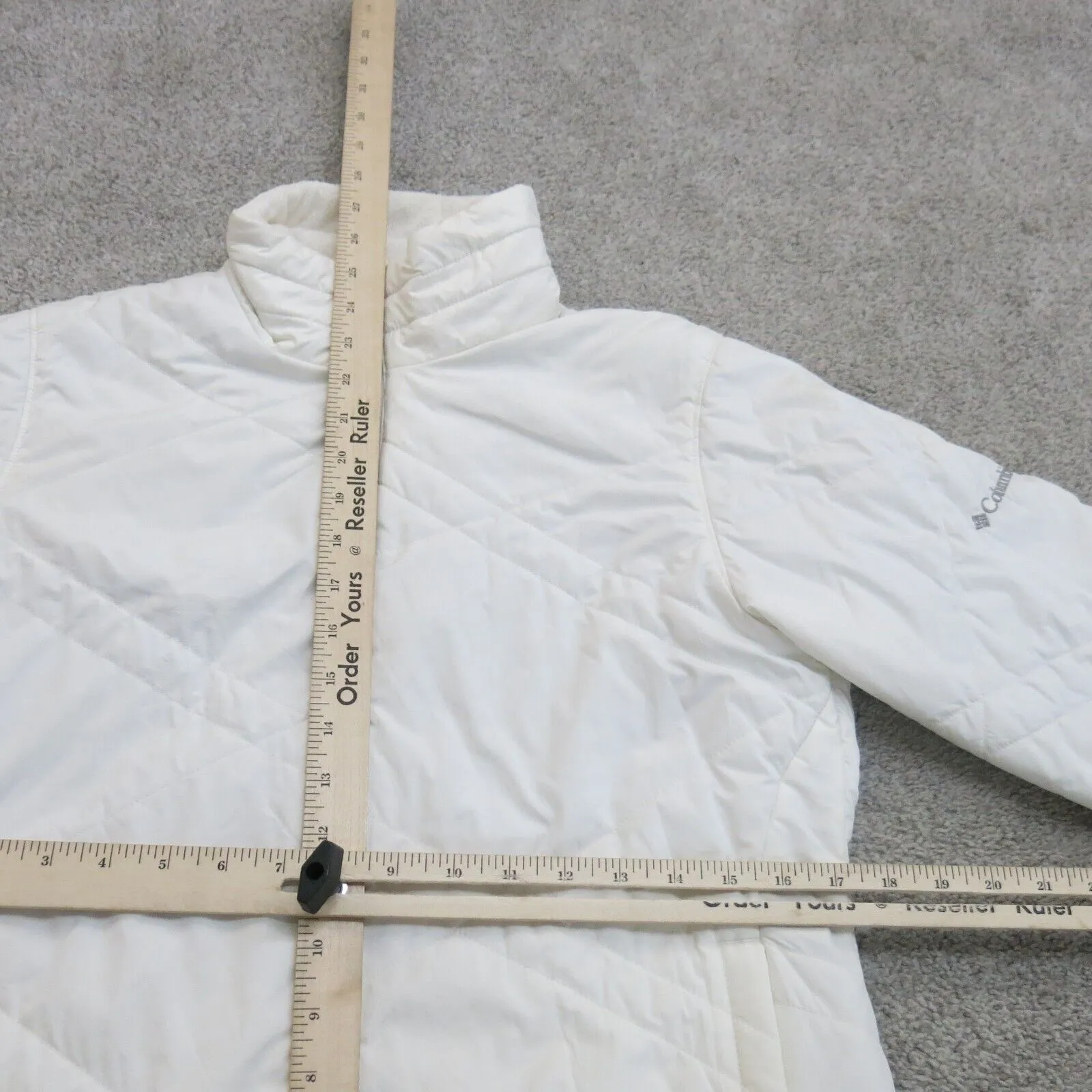 Columbia Jacket Womens Medium White Quilted Windstopper Full Zip Up Long Sleeve