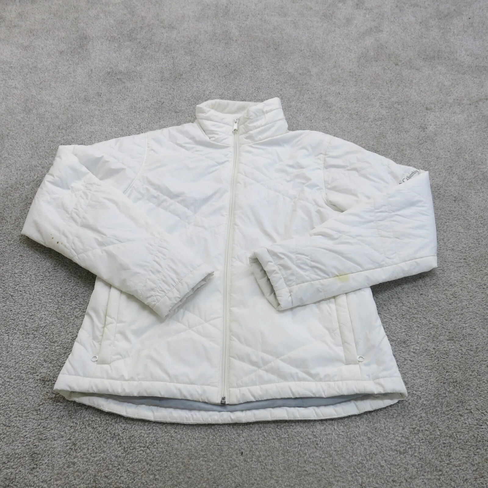 Columbia Jacket Womens Medium White Quilted Windstopper Full Zip Up Long Sleeve