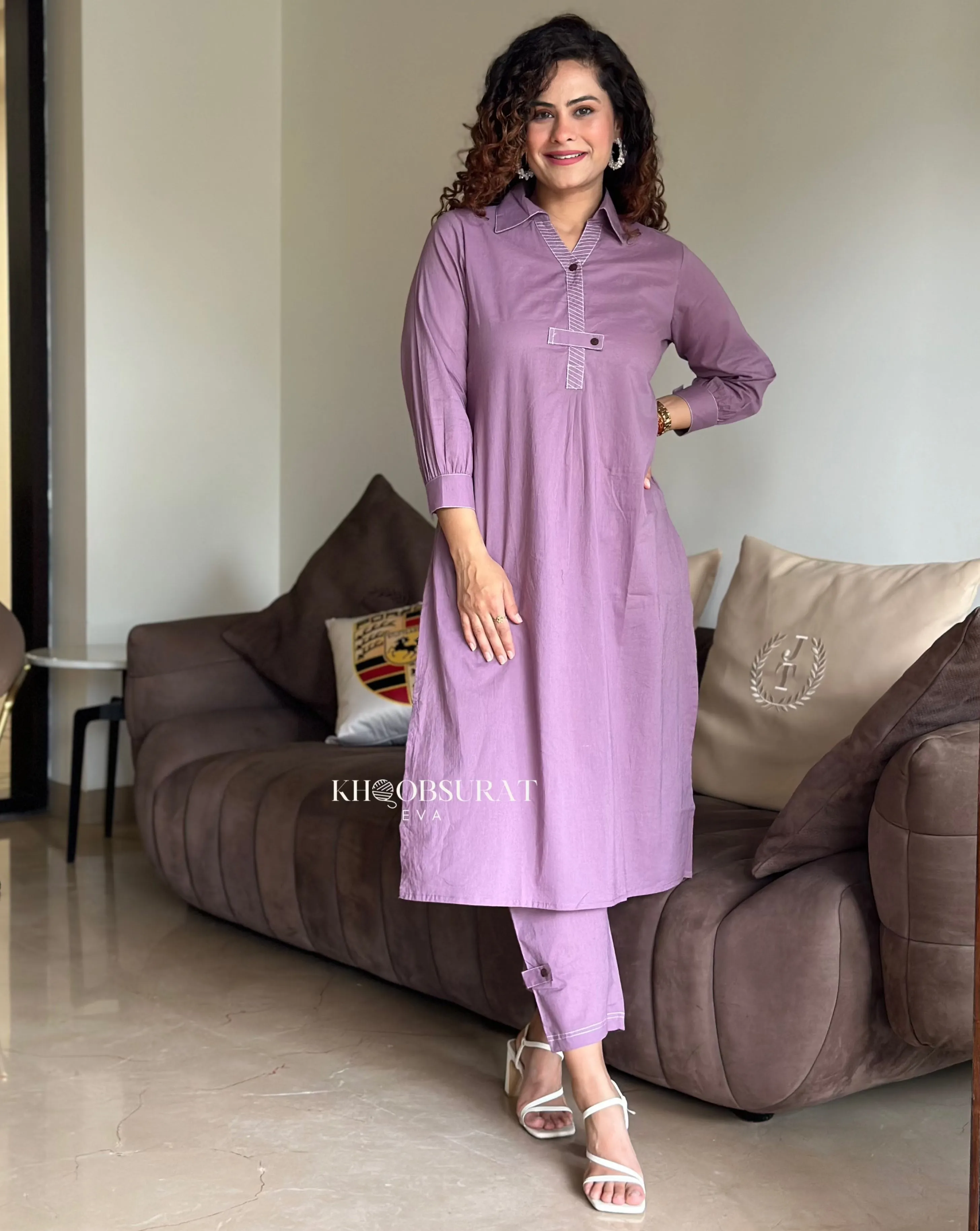 Cotton Breeze Purple Kurta Set