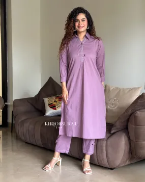 Cotton Breeze Purple Kurta Set