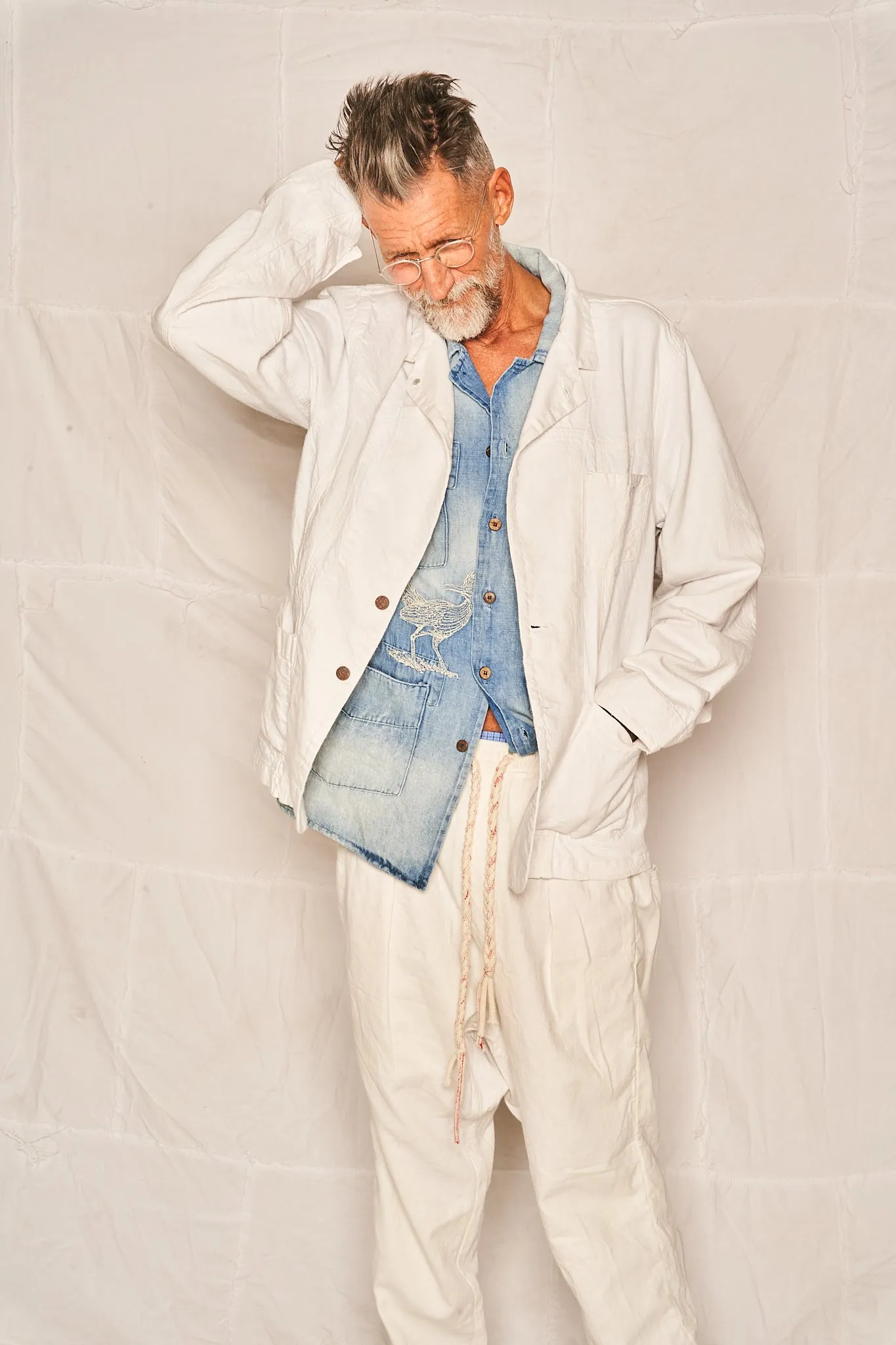 Dallas J.R. Jacket Organic Cotton Pigment Dyed Off White