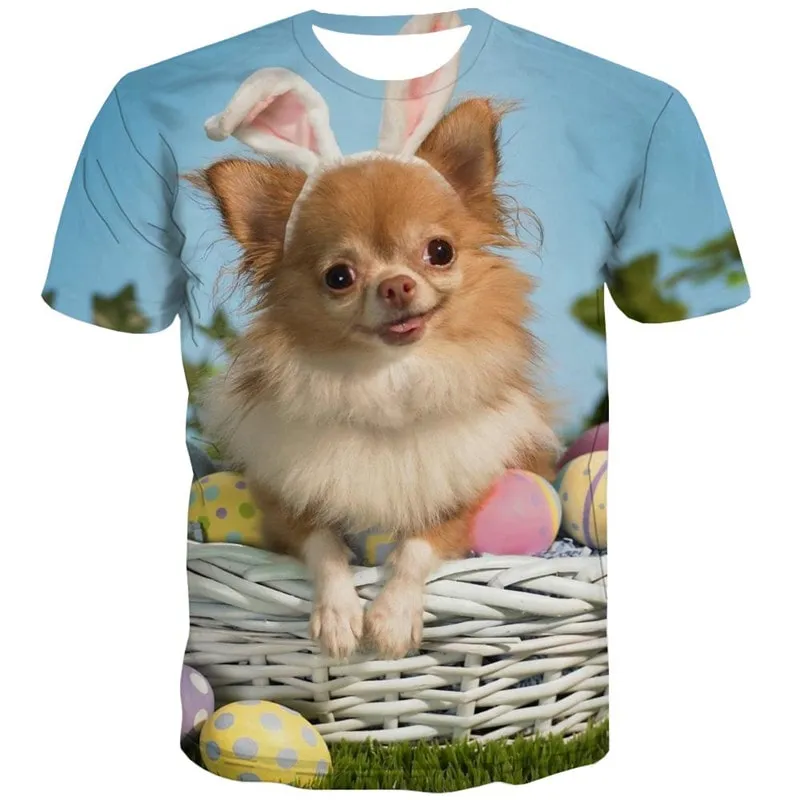 dog shirts Hip hop tshirt 3D Puppy Cute animal big Smart dogs Cool men outfits