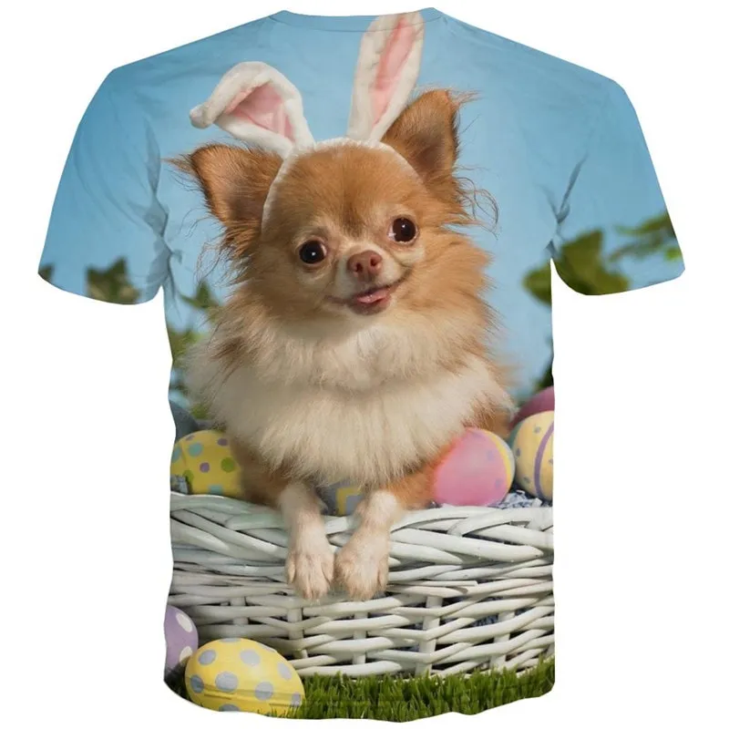 dog shirts Hip hop tshirt 3D Puppy Cute animal big Smart dogs Cool men outfits