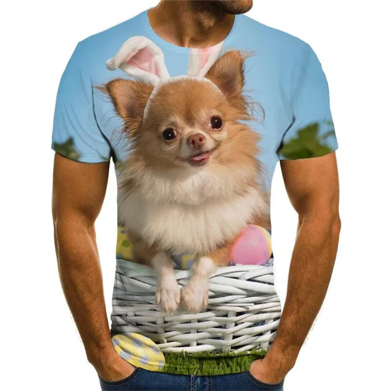 dog shirts Hip hop tshirt 3D Puppy Cute animal big Smart dogs Cool men outfits