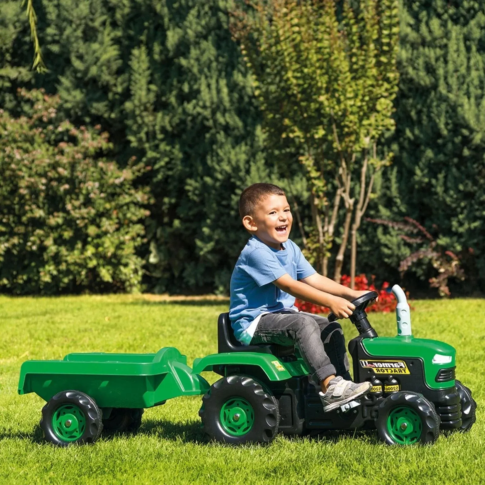 Dolu Ride On Pedal Tractor and Trailer - Green