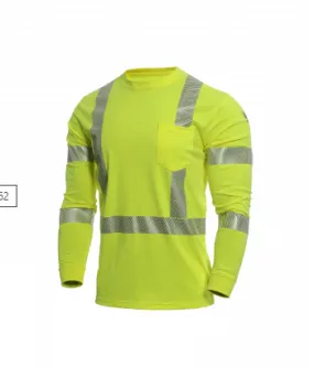 Drifire National Safety Apparel DF2-AX3-793LSP-HY Strongknit FR Long Sleeve Hi-Viz T-Shirt Class 3