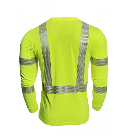 Drifire National Safety Apparel DF2-AX3-793LSP-HY Strongknit FR Long Sleeve Hi-Viz T-Shirt Class 3