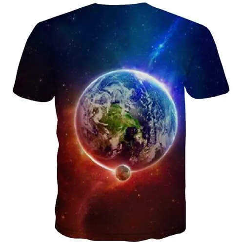 Earth T shirts Men Universe T shirts Funny Space T-shirts Graphic Moon Tshirts Casual Flame T-shirts 3d Short Sleeve summer