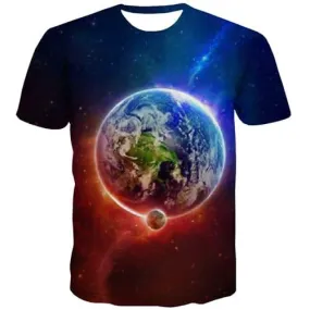 Earth T shirts Men Universe T shirts Funny Space T-shirts Graphic Moon Tshirts Casual Flame T-shirts 3d Short Sleeve summer