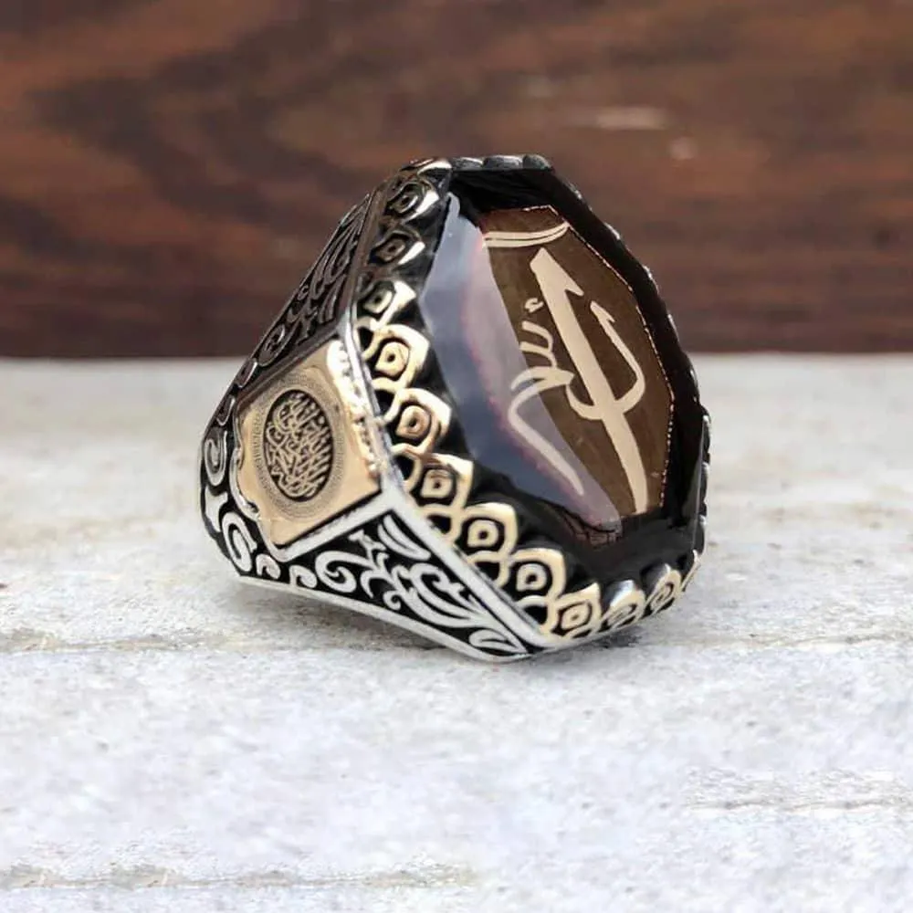 Elif Lam Mim Model Amber Stone Silver Ring