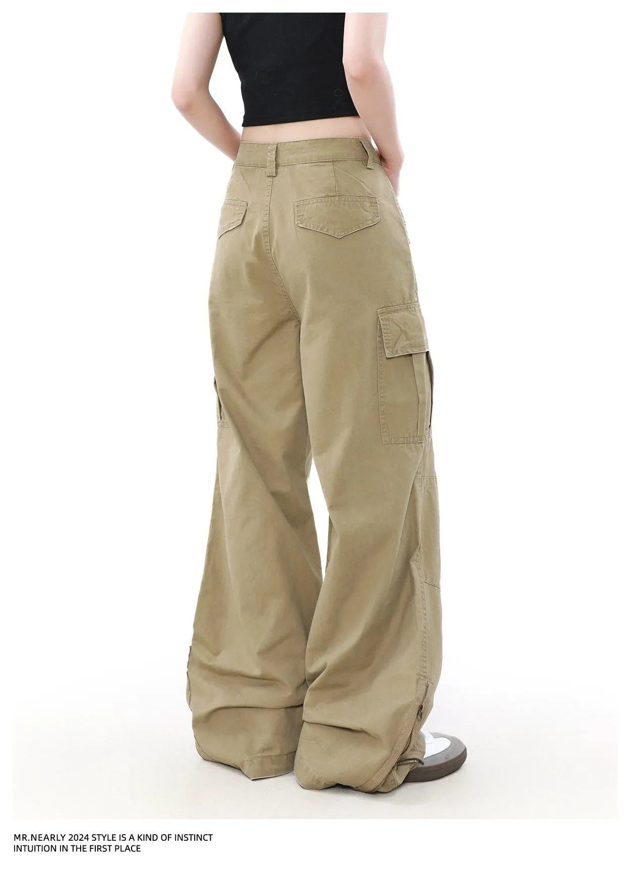 Faded Plain Zip Cargo Pants