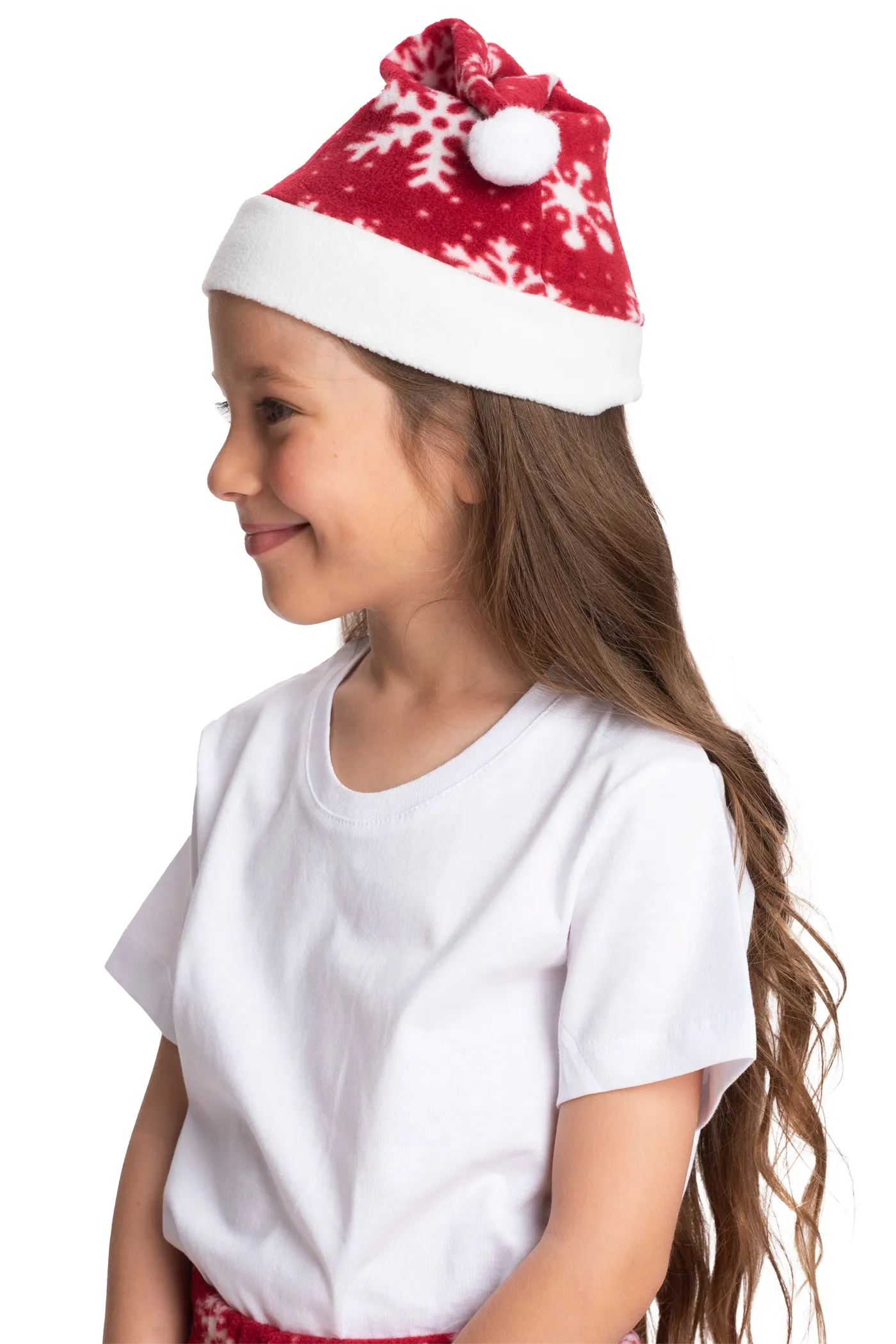 Family Christmas Pajama Pants with Santa Hat - Cozy Holiday Cheer in Plaid - Kids Red