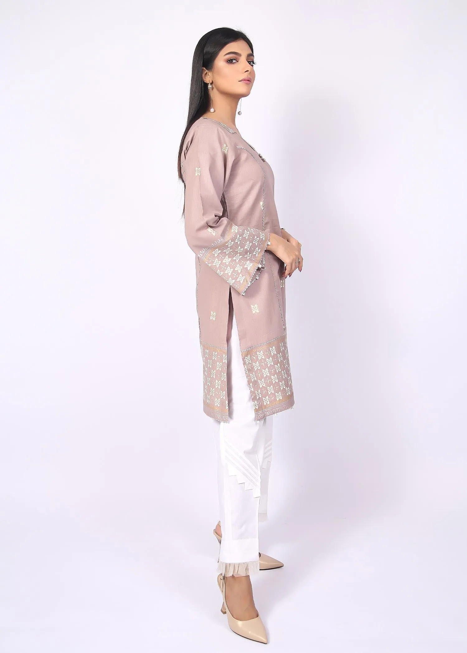 FashionPorters - Unstitched 3 Piece Block Printed Cotton Lawn Pastel Light Brown Suit SUS22-RY17