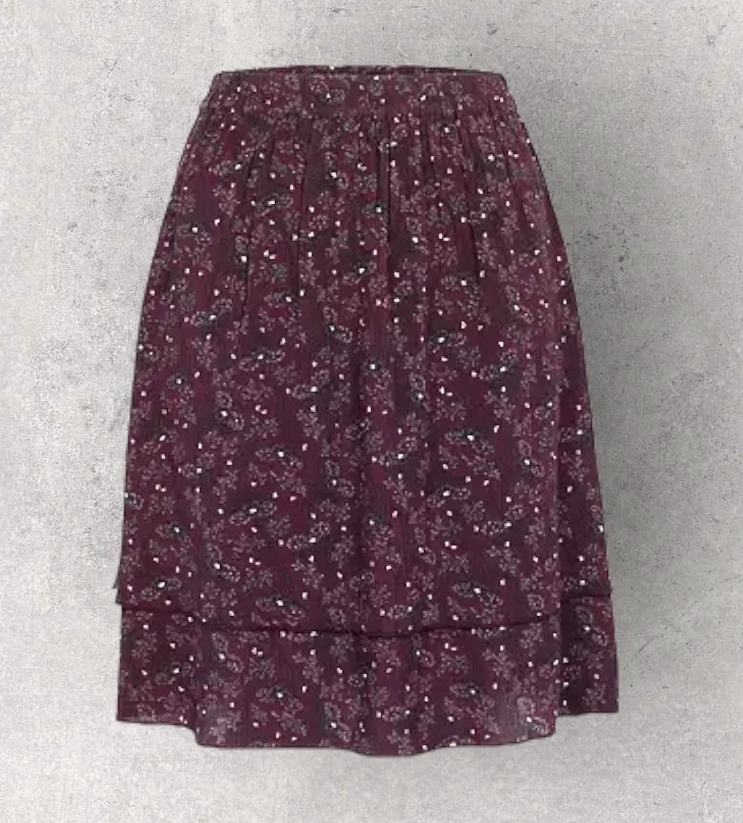 Fat Face Violet Floral Layered Skirt, Dark Plum UK 10 US 6 EU 38