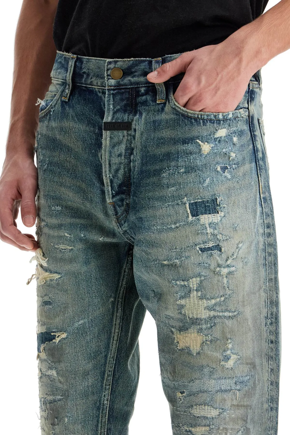 FEAR OF GOD Jeans Distressed A Taglio Dritto