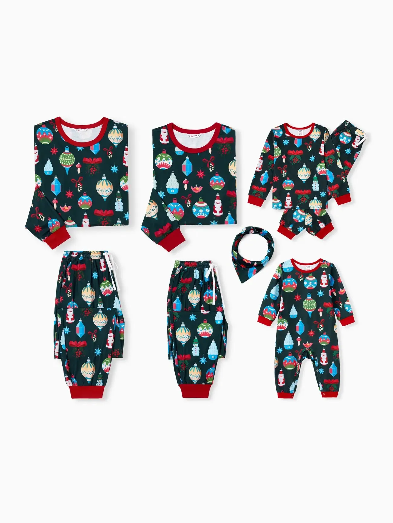 Festive Ornament Print Family Matching Pajama Set