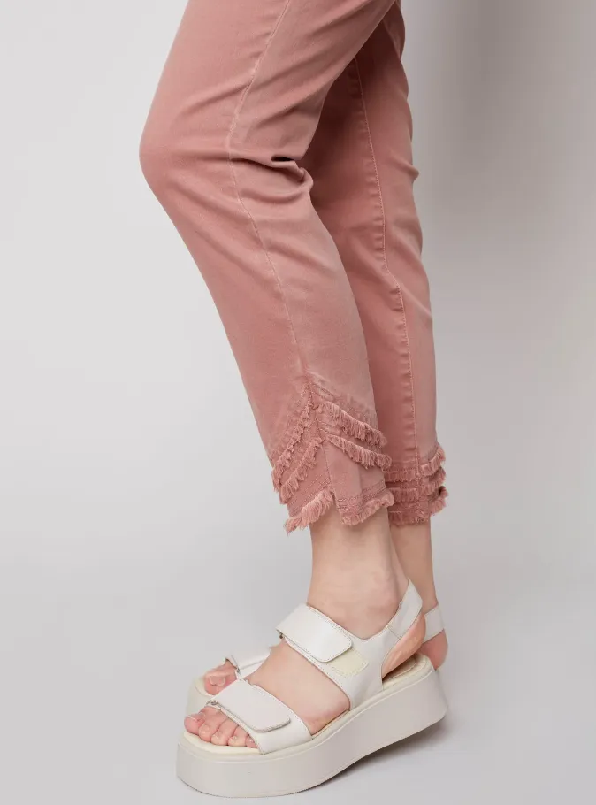 Frayed Hem Twill Pants