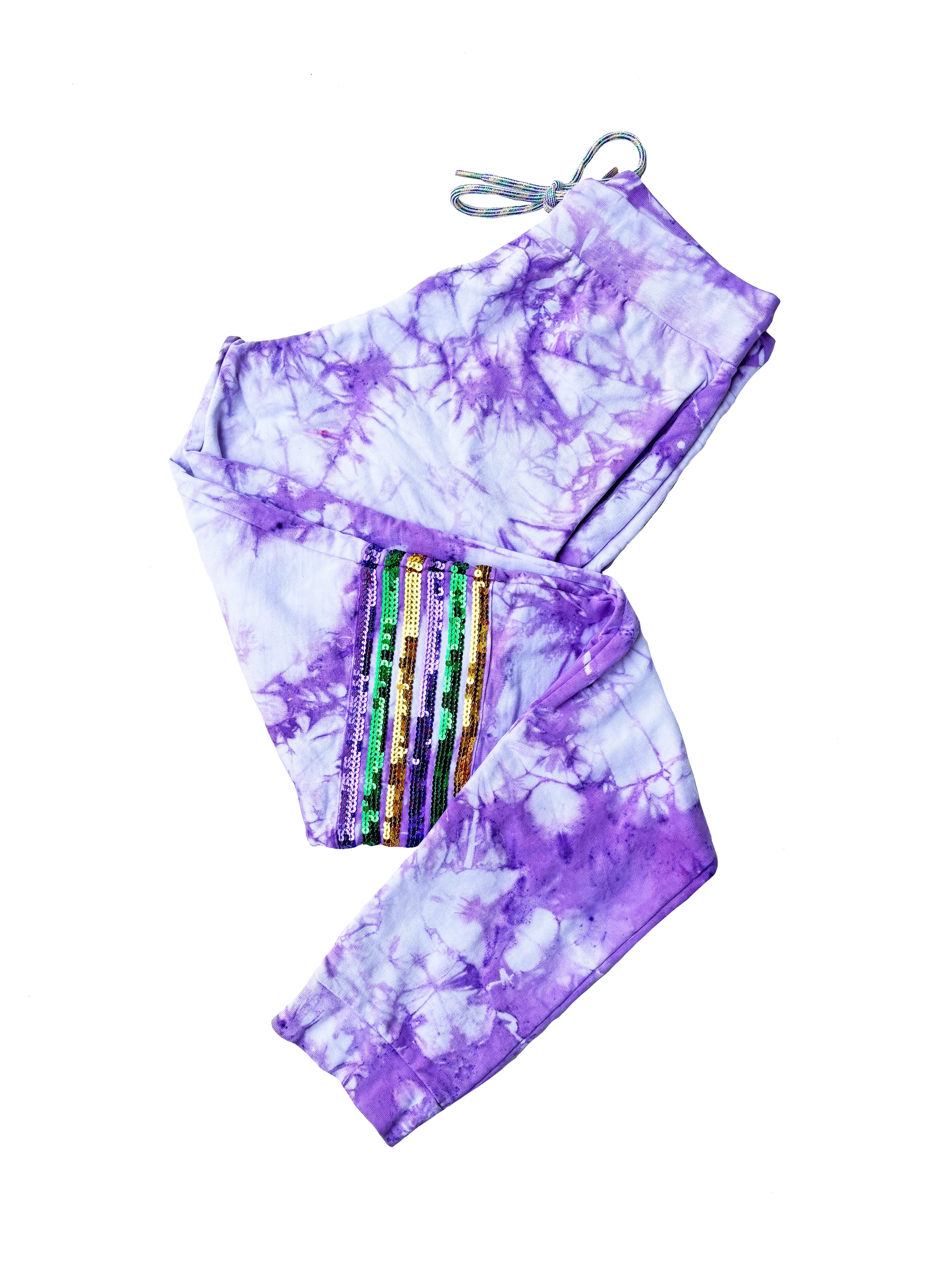 French Terry Adult Sequin Tie Dye Joggers - Purple