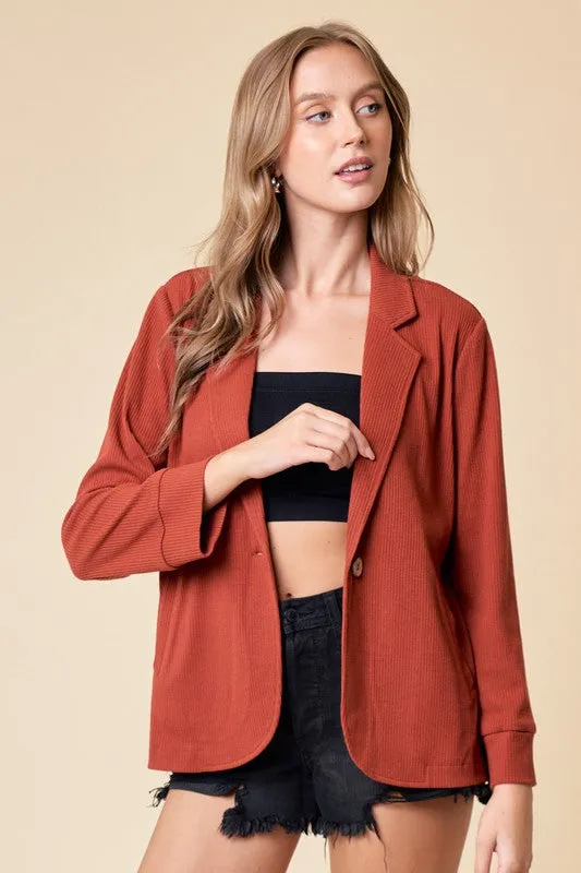 Frida  Placket Sleeve Knit Blazer