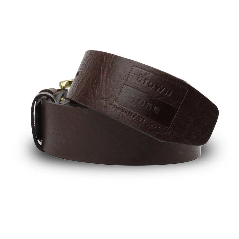 Full Grain Genuine Leather Belt - Milano Dark Brown Solid Brass Arrow Buckle