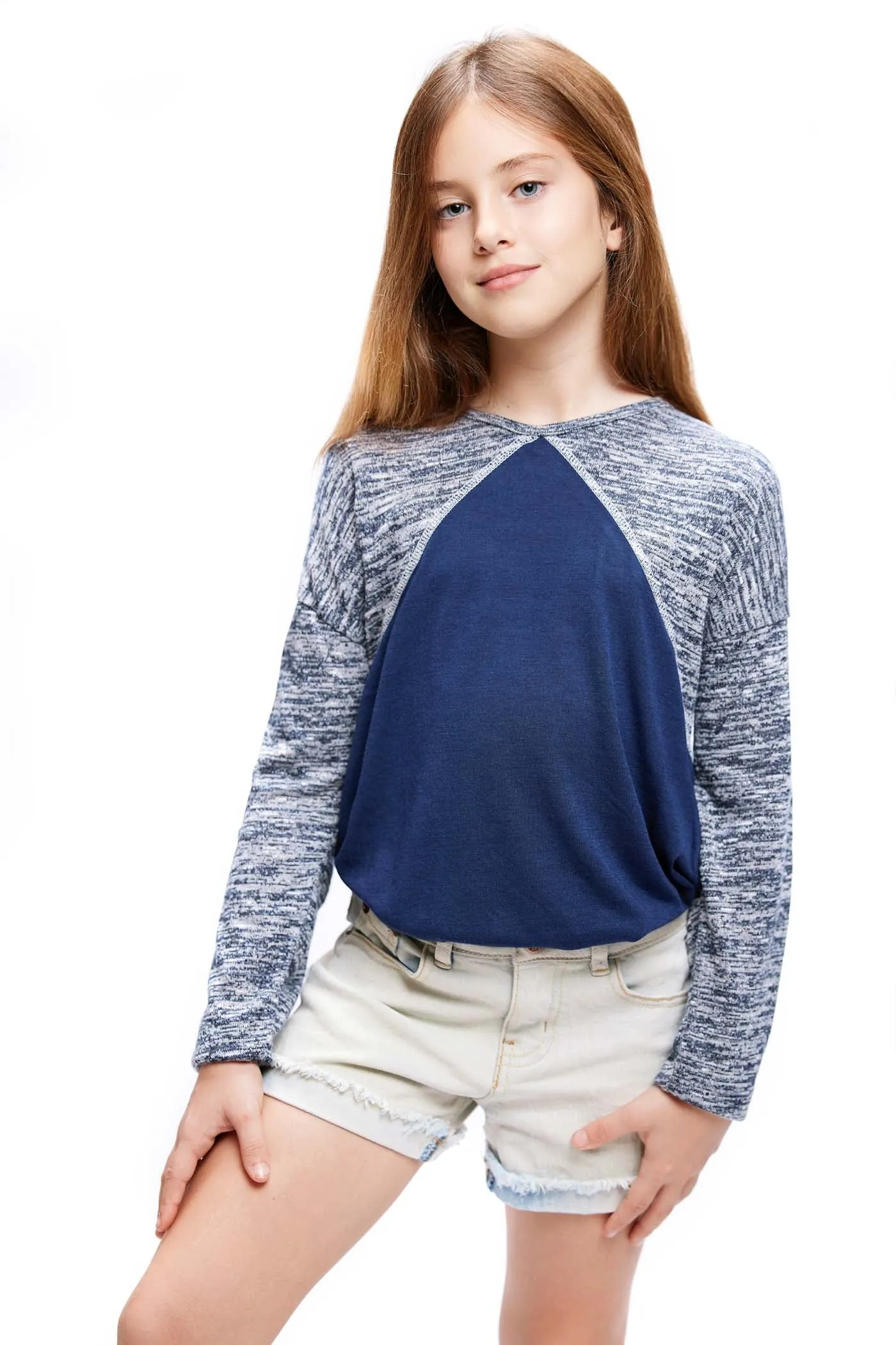 Heather printed long sleeve top