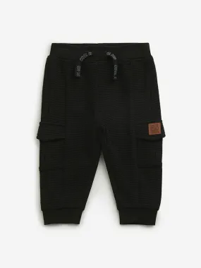 HOP Baby Black Ribbed Mid Rise Joggers