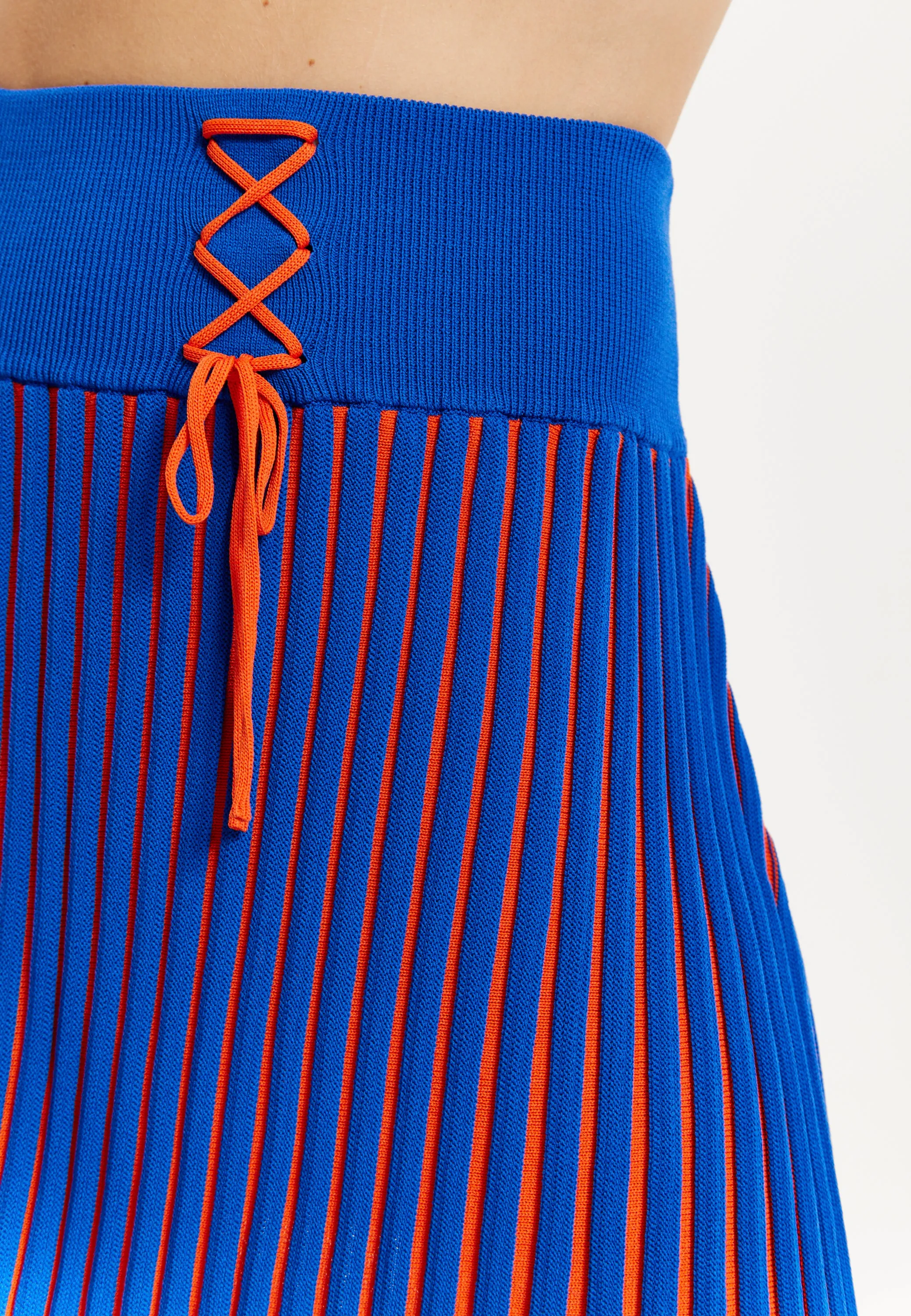 House Of Holland Orange And Blue Knitted Mini Skirt