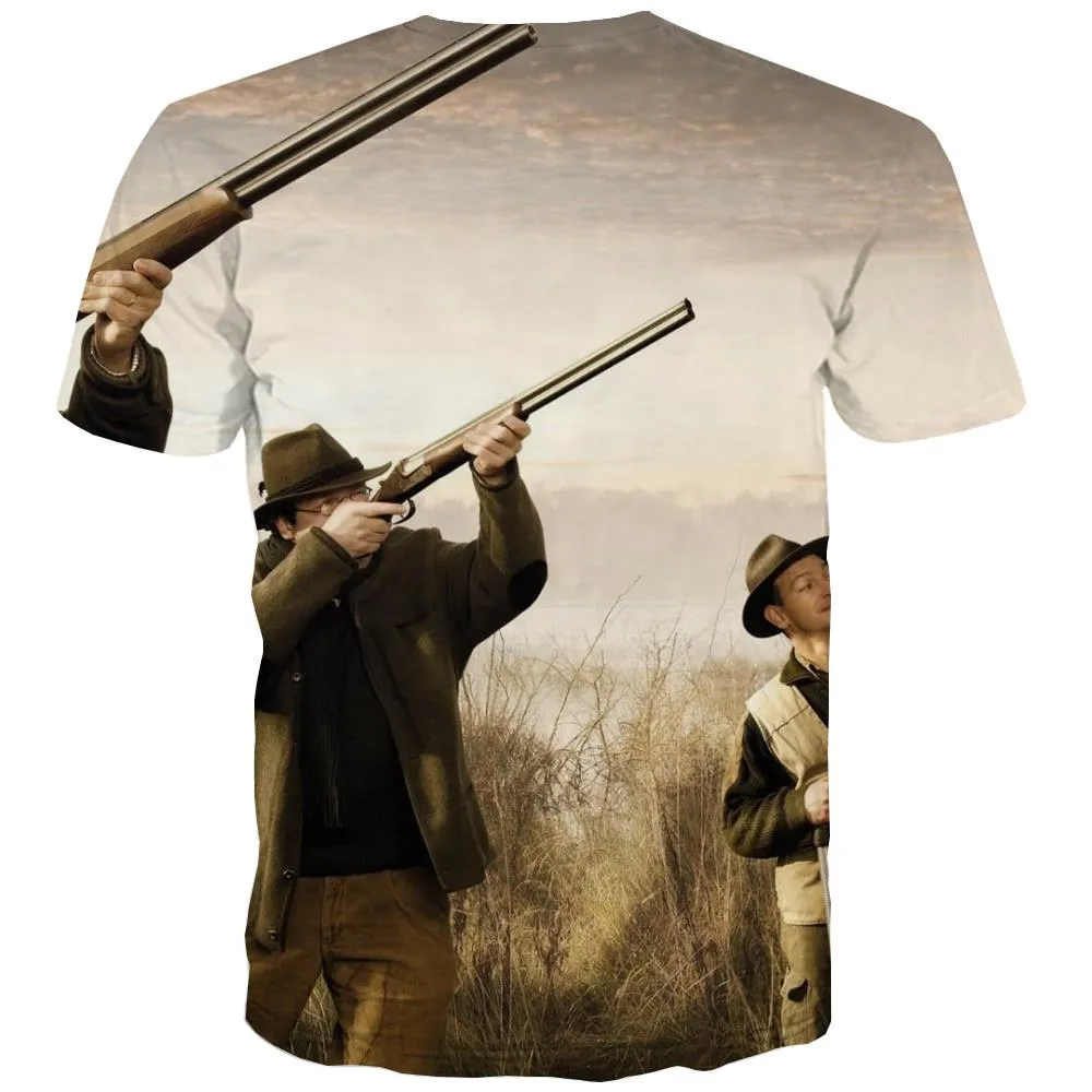 Hunting T-shirt Men Jungle Tshirt Printed Deer Shirt Print Shooter Tshirts Novelty Camouflage T shirts Funny