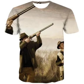 Hunting T-shirt Men Jungle Tshirt Printed Deer Shirt Print Shooter Tshirts Novelty Camouflage T shirts Funny