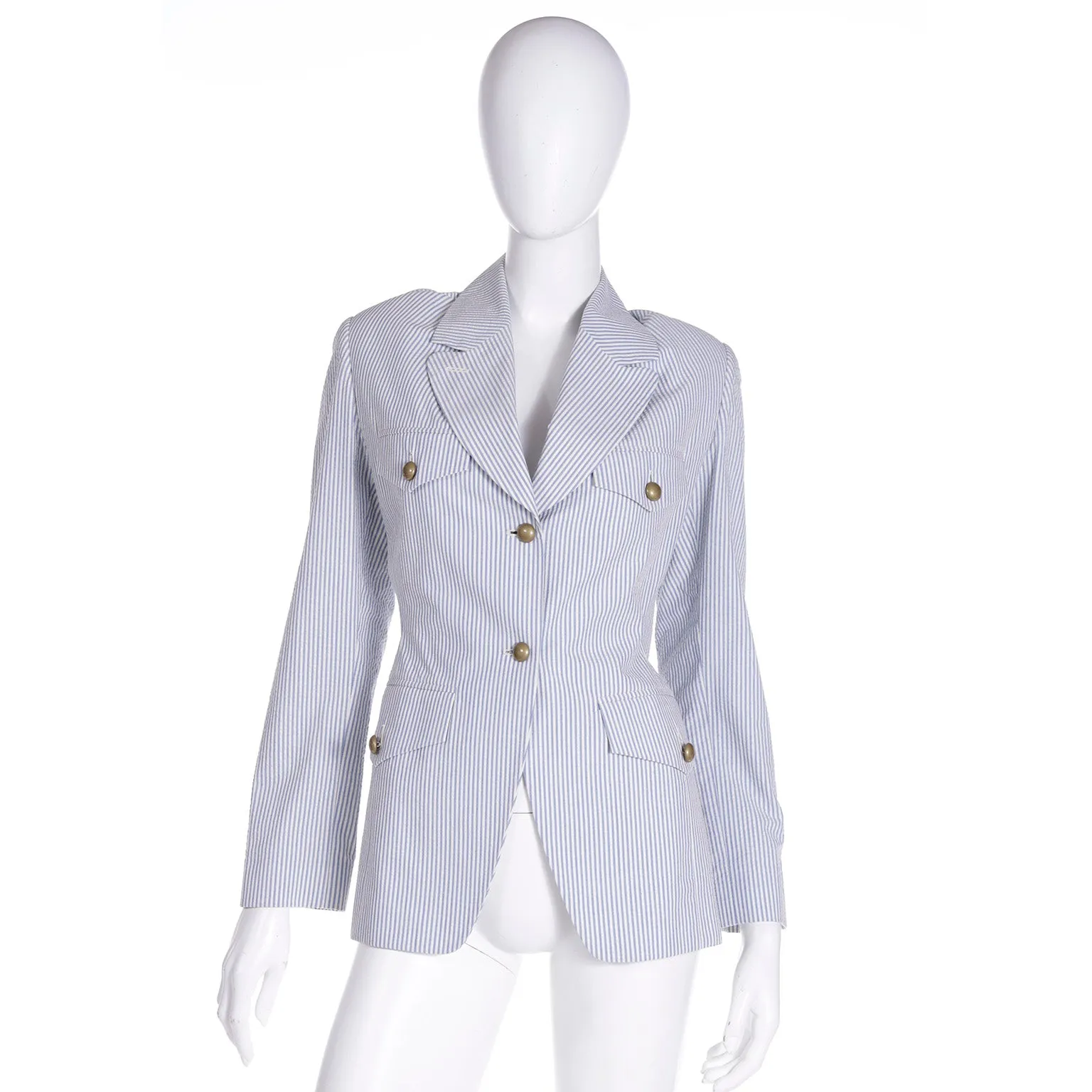 Isaac Mizrahi Blue and white striped Blazer