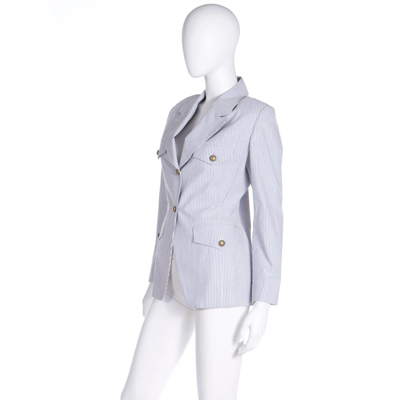 Isaac Mizrahi Blue and white striped Blazer