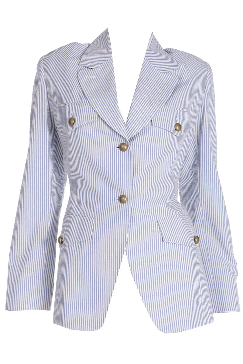 Isaac Mizrahi Blue and white striped Blazer