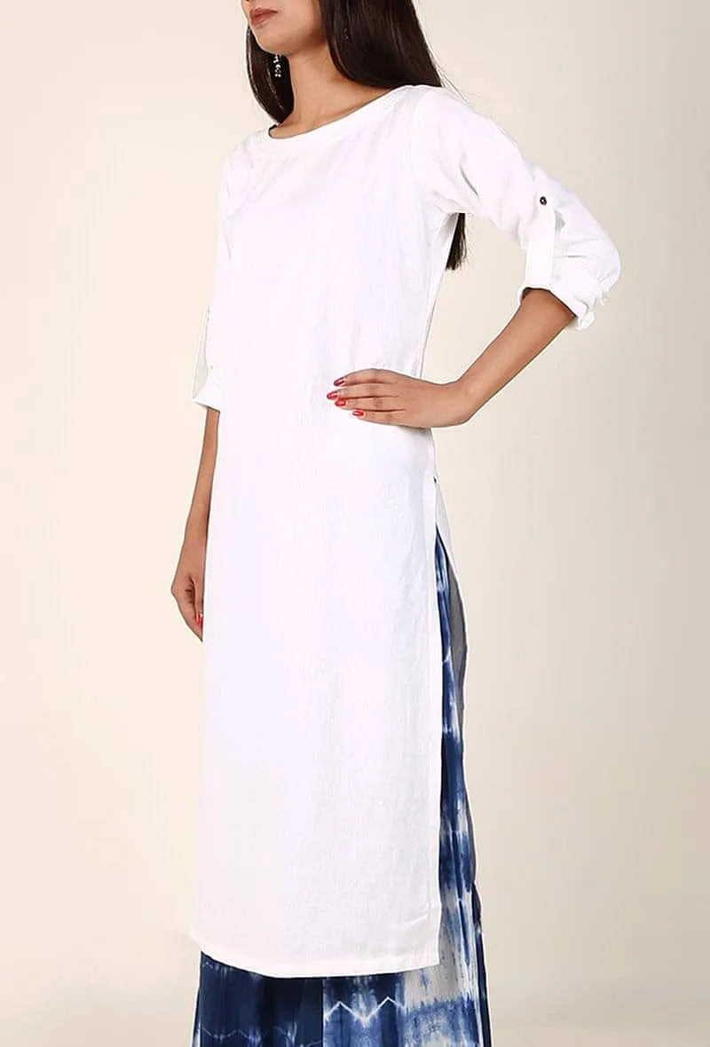 Ivory White Cotton Flex Kurta