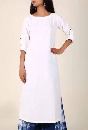 Ivory White Cotton Flex Kurta