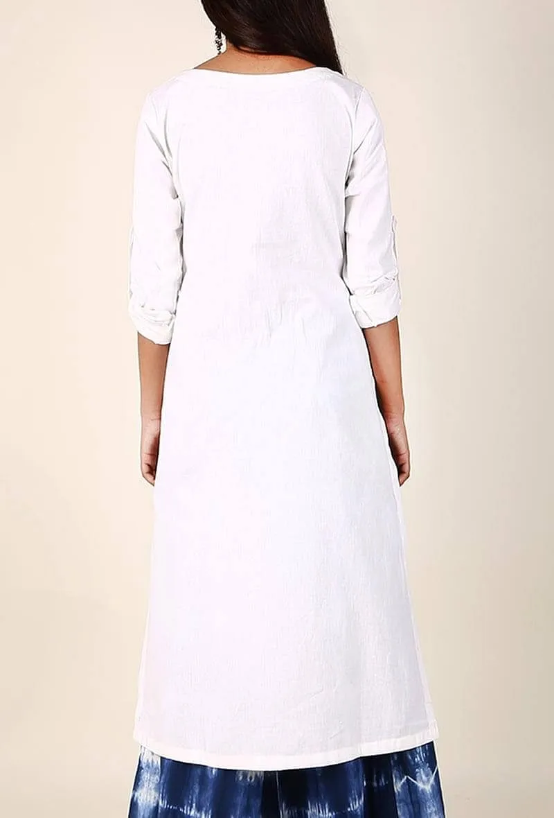 Ivory White Cotton Flex Kurta