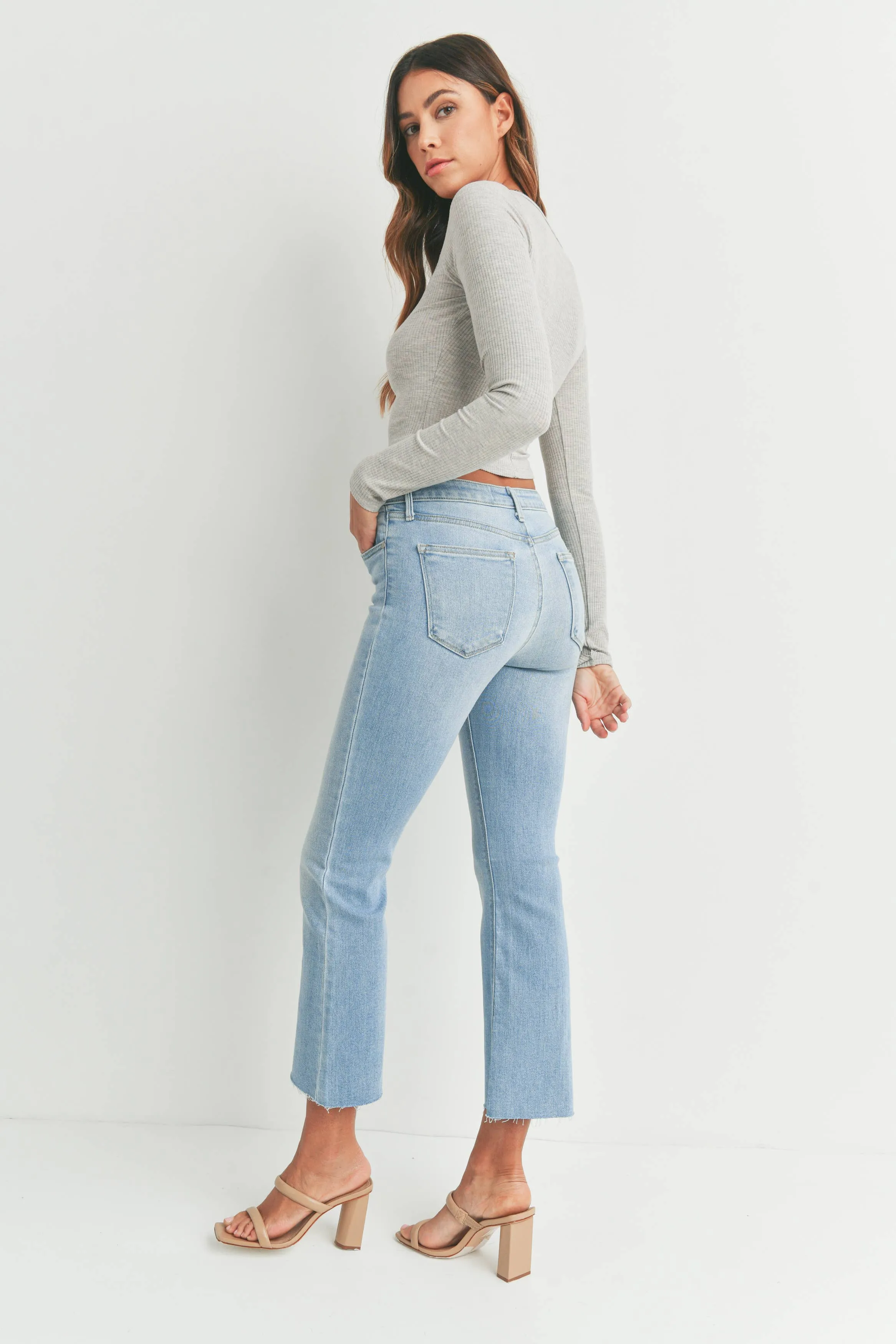 Just Black Denim | High Rise Tonal Crop Flare