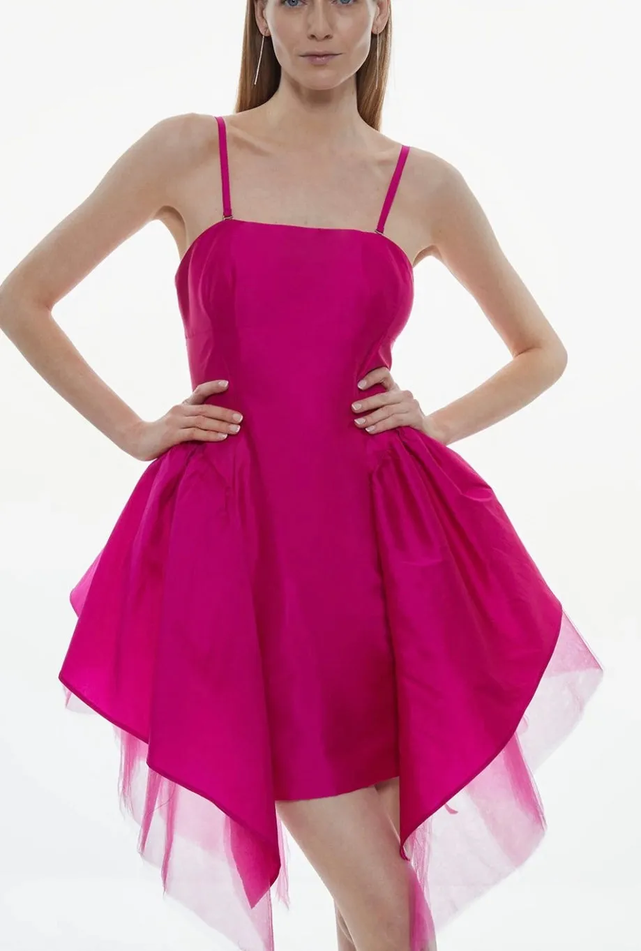 Karen Millen Taffeta & Tulle Bandeau Mini Dress