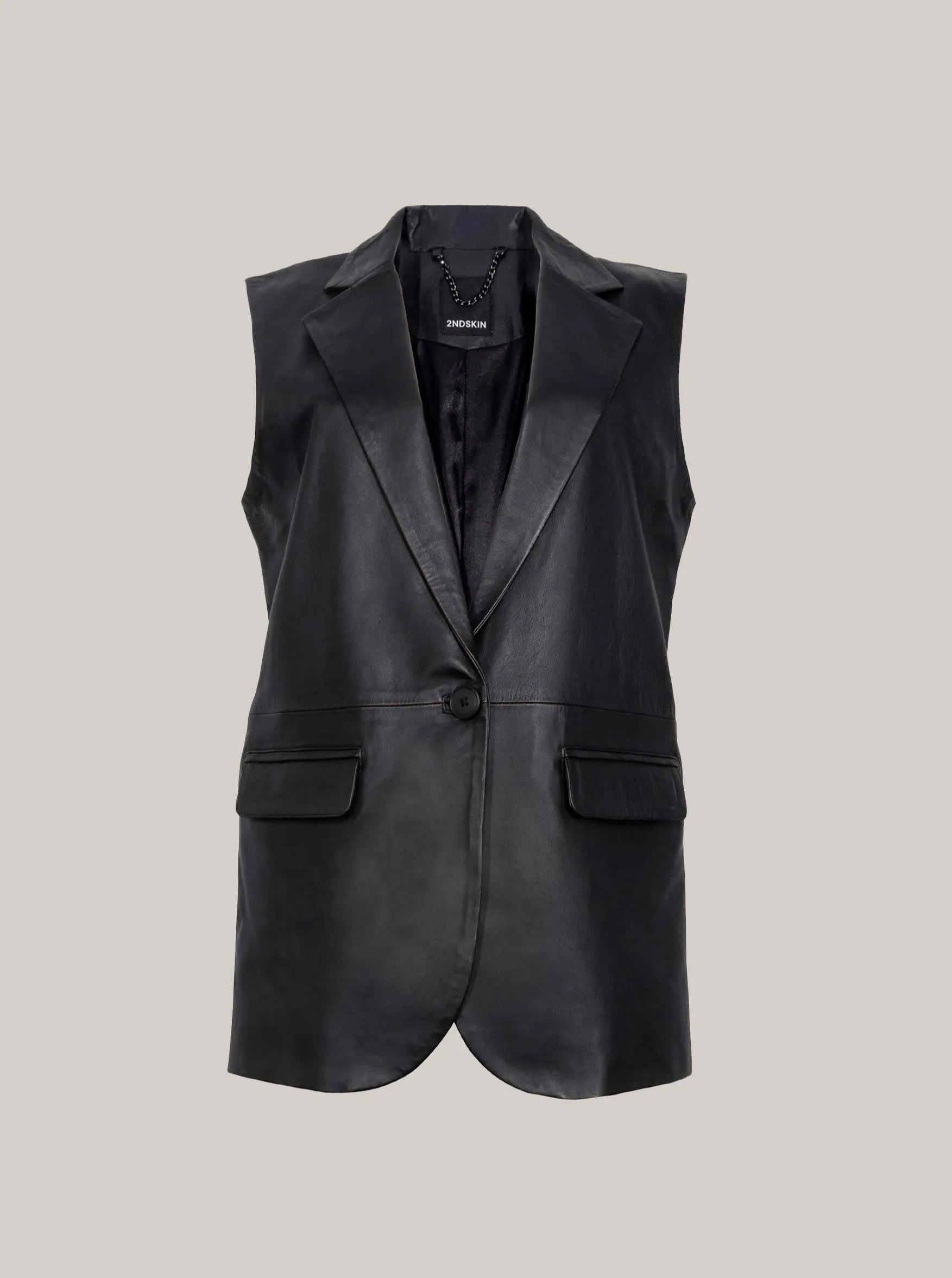 KINGSTON LEATHER VEST - BLACK