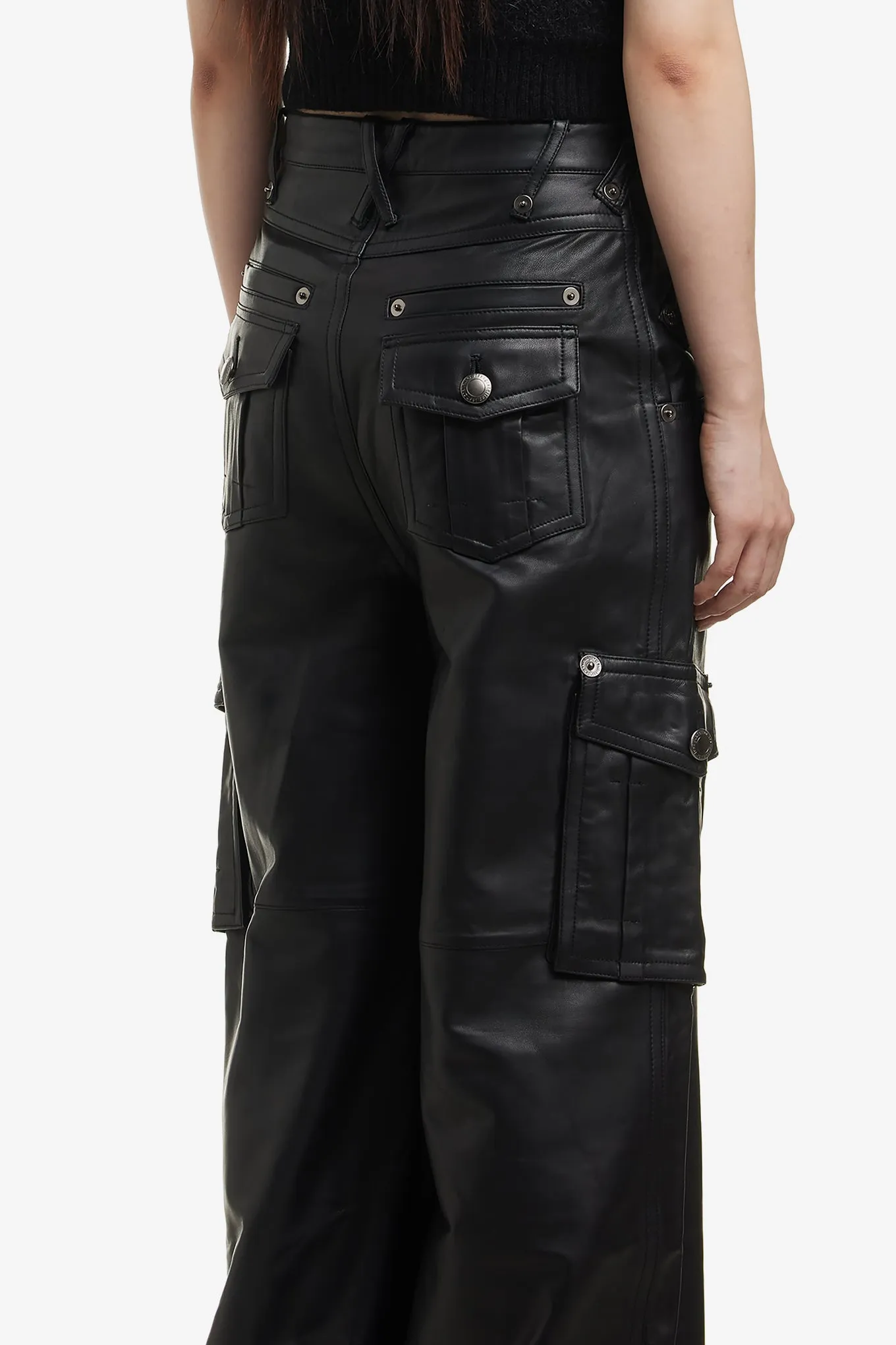 LEATHER CARGO PANTS