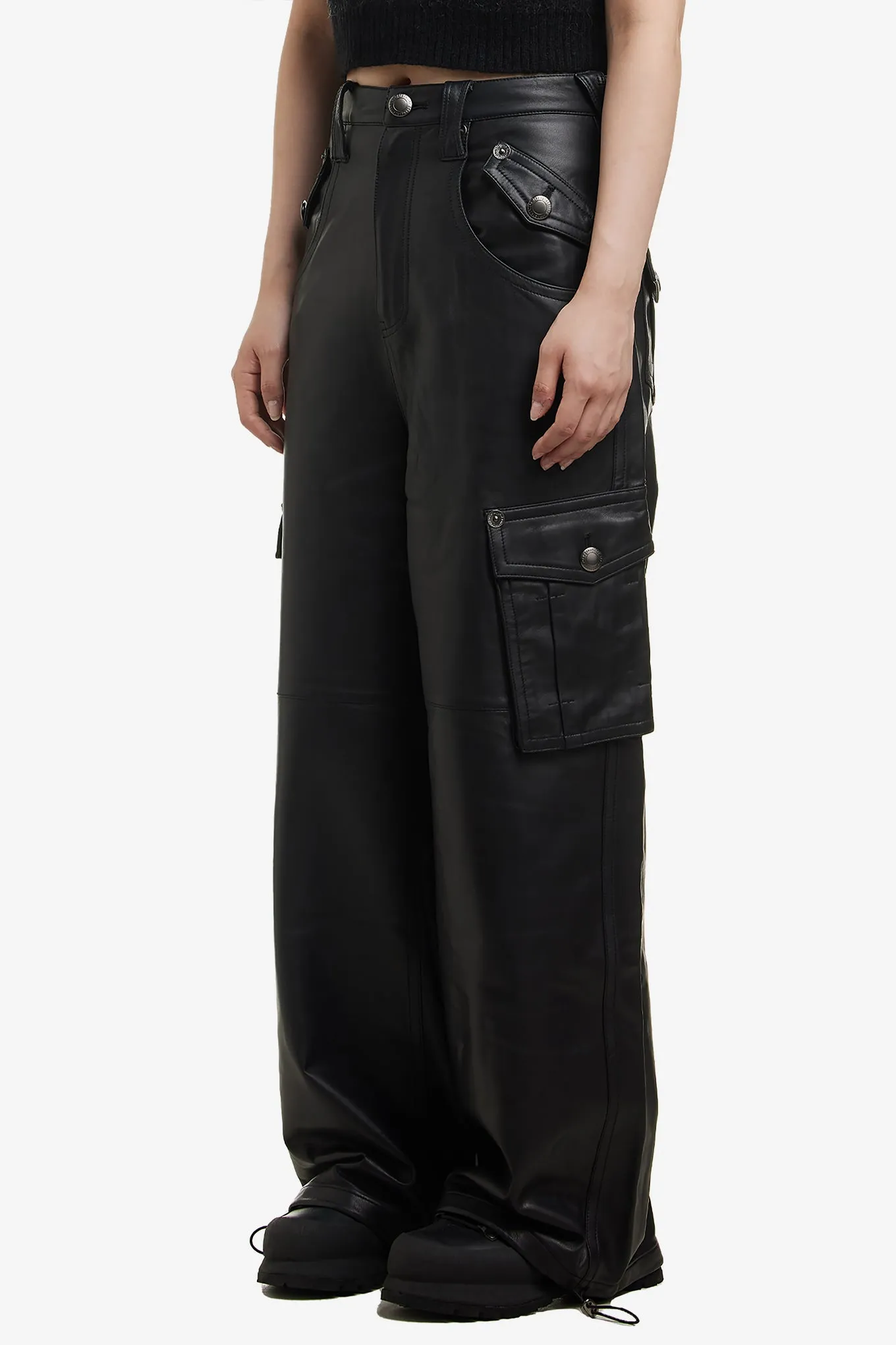 LEATHER CARGO PANTS