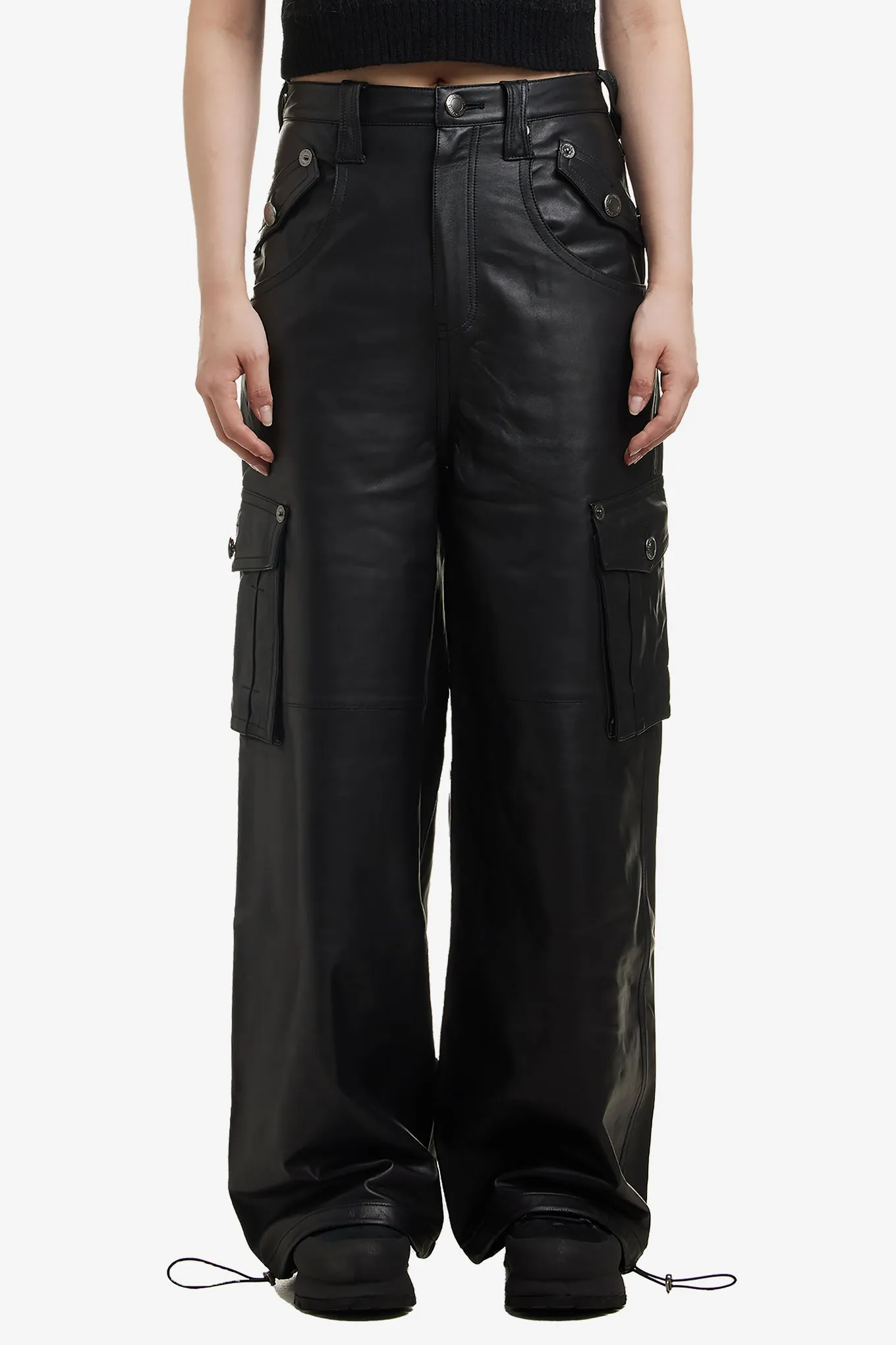 LEATHER CARGO PANTS