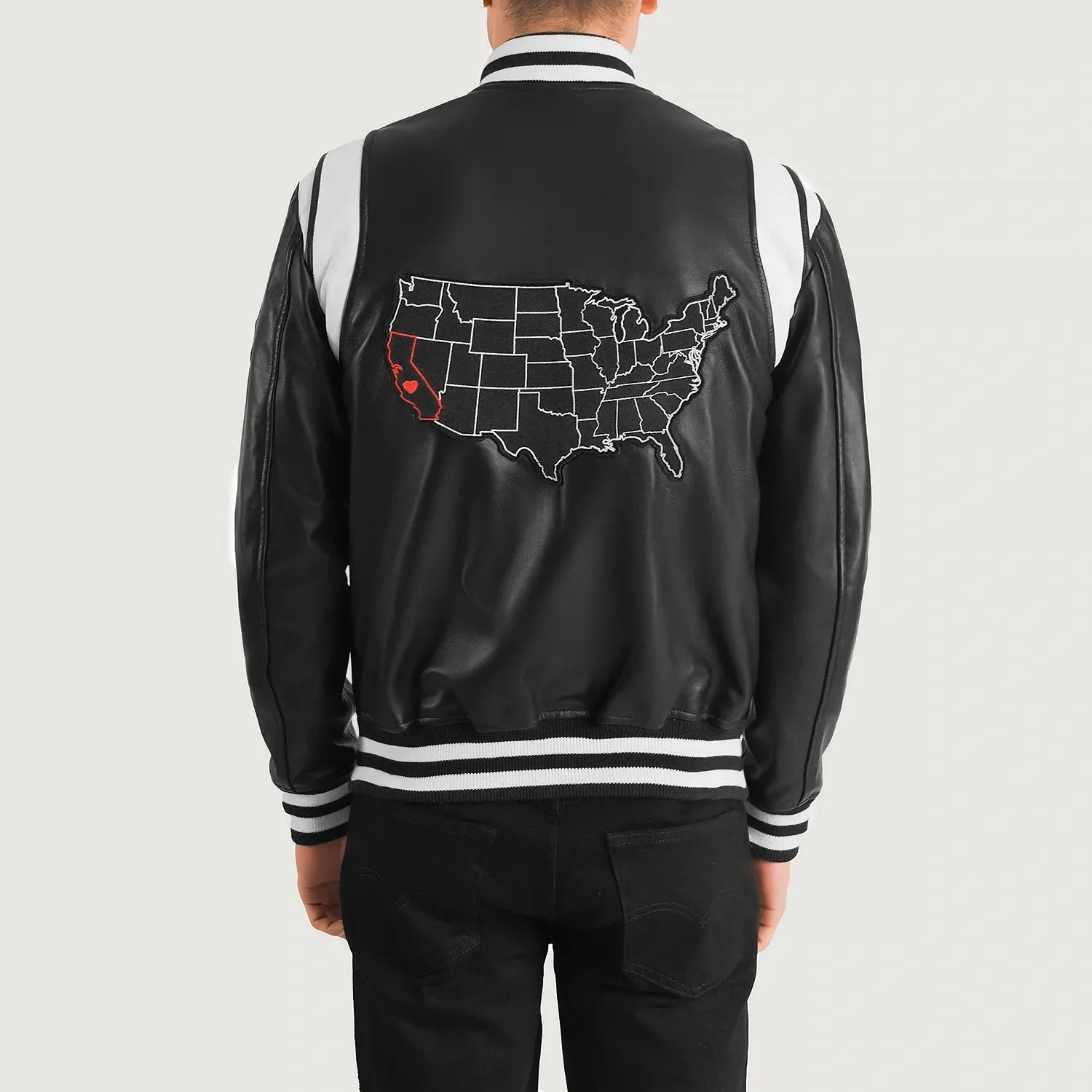 Liberte California Black Leather Varsity Jacket