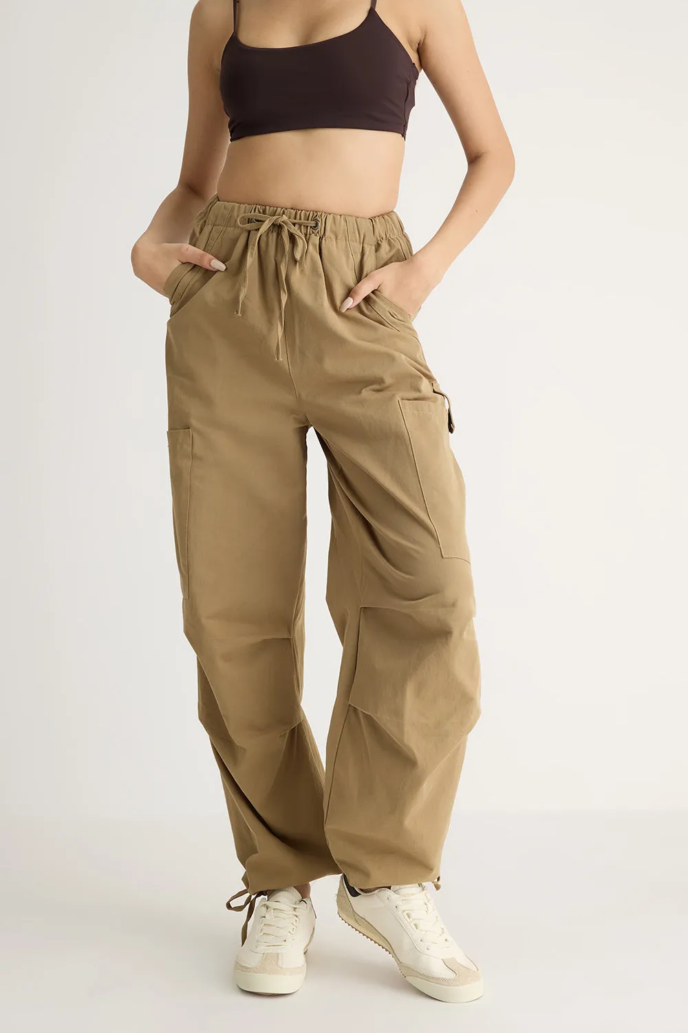 Light Brown Elasticated Cargo Pants