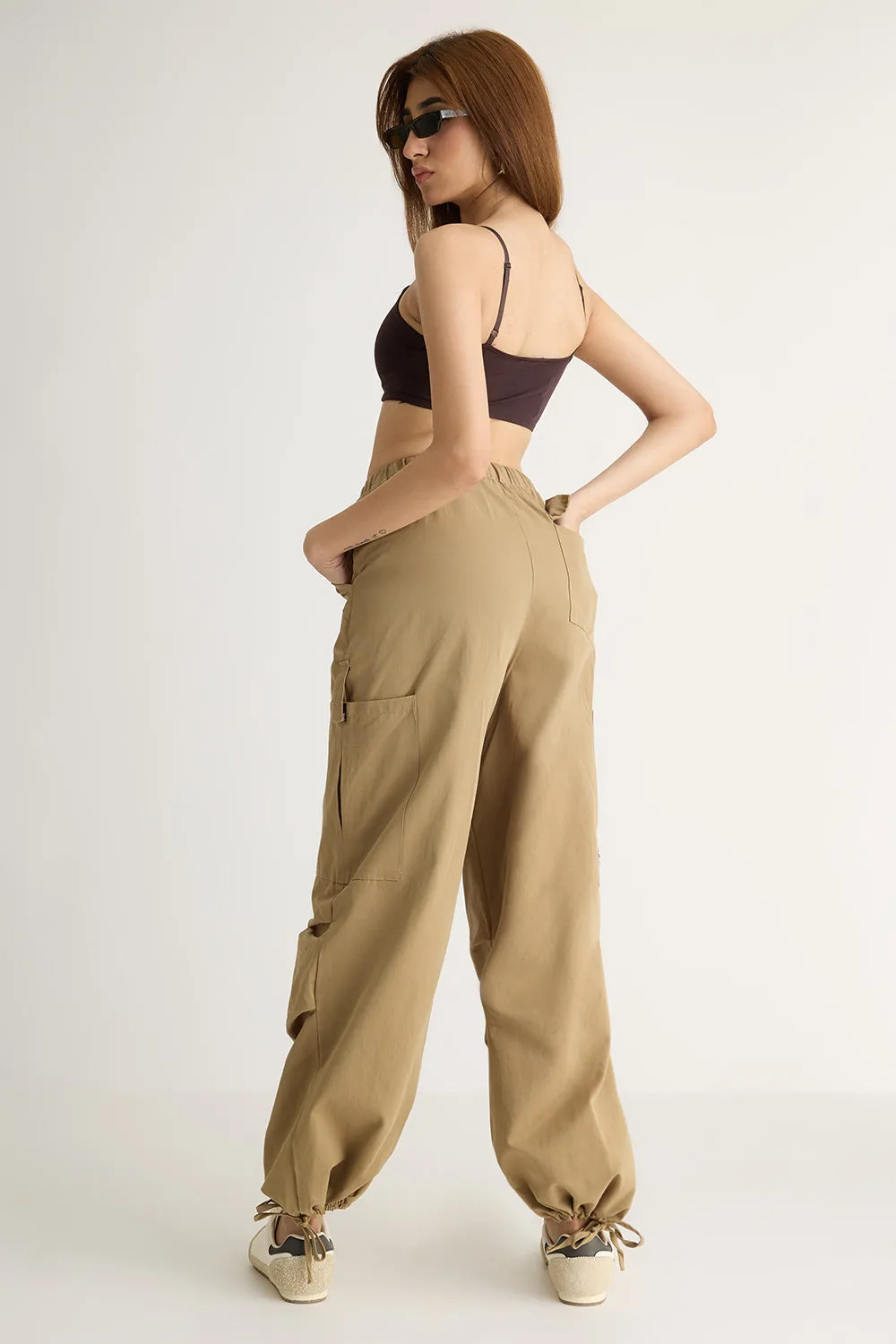 Light Brown Elasticated Cargo Pants